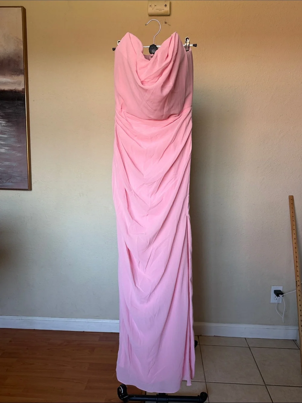 HOUSE OF CB 'Adrienne' Pink Quartz Strapless Gown size M D-DD NWOT
